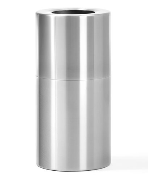 Eleganta pulēta alumīnija atkritumu tvertne, ø375, 70 litri, aprīkota ar izturīgu iekšējo konteineru