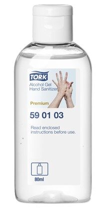 Dezinfekcijas līdzeklis rokām TORK, gēlveida, 80 ml. Satur 80% denaturēta spirta