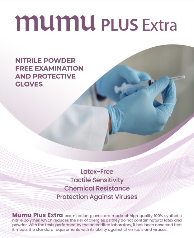 NOLIKTAVĀ! Sertificēti medicīniskie augstas kvalitātes nepūderēti NITRILA gumijas cimdi MUMU PLUS Extra, 100 gab., zili, S, M, L vai XL izmērs/Disposable nitrile glove