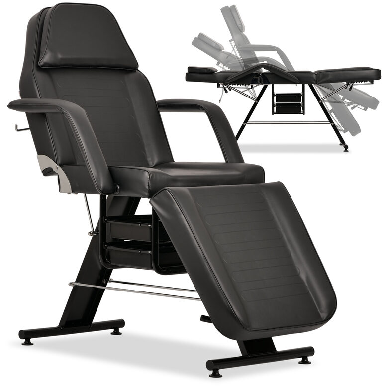 Ārstniecības krēsls ar divām iebūvētām atvilktnēm instrumentiem un piederumiem. Noņemami roku balsti. Divkārša fiksācijas regulēšanas sistēma. Ar papīra ruļļa turētāju. Maksimālā slodze: 175 kg