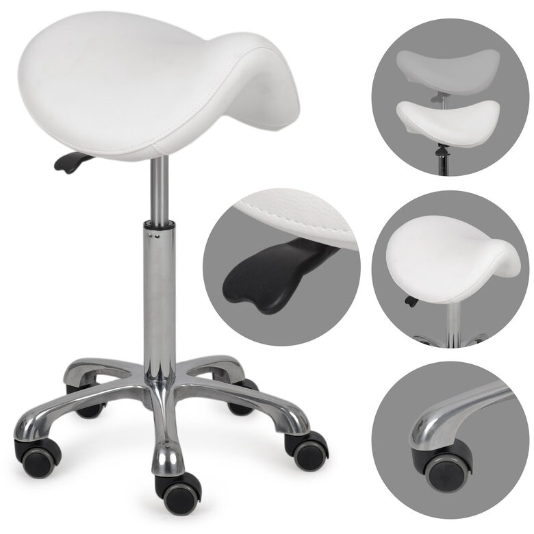 Ergonomisks grozāms krēsls ar profilētu sēdekli seglu formā. Sēdekļa diametrs: 40 cm. Augstums (regulējams): 55-75 cm. Maksimālā slodze: 120 kg