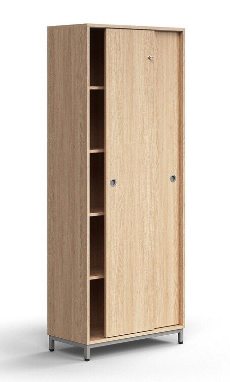 Reģistratūras skapis ar bīdāmām durvīm. Slēdzams, 4 plaukti, kāju rāmis, rokturi, 2020x800x400 mm