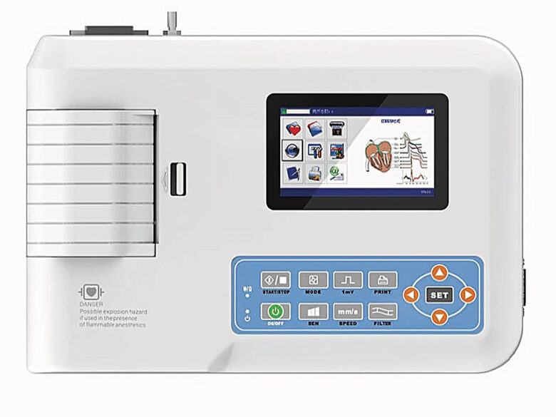 GIMA 300G VET ECG — 3 kanālu veterinārais elektrokardiogrāfs ar monitoru un printeri