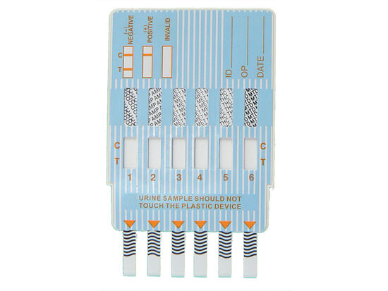 MULTI DRUG PANEL TESTS - 6 drugs (amfetamīns, kokaīns, marihuāna, kanabiss, metamfetamīns, opiāti, fenciklidīns), 25 gab. Tips:  IVD — profesionālai lietošanai