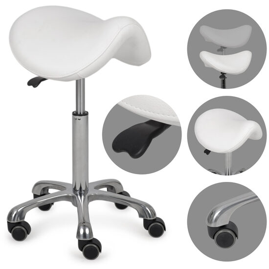 Ergonomisks grozāms krēsls ar profilētu sēdekli seglu formā. Sēdekļa diametrs: 40 cm. Augstums (regulējams): 55-75 cm. Maksimālā slodze: 120 kg