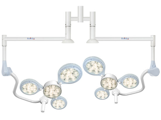 QUATTROLUCI LED LIGHT DOUBLE augstas veiktspējas divkupolu LED operāciju lampa ar griestu stiprinājumu. Tips: Medicīnas ierīce Klase: I