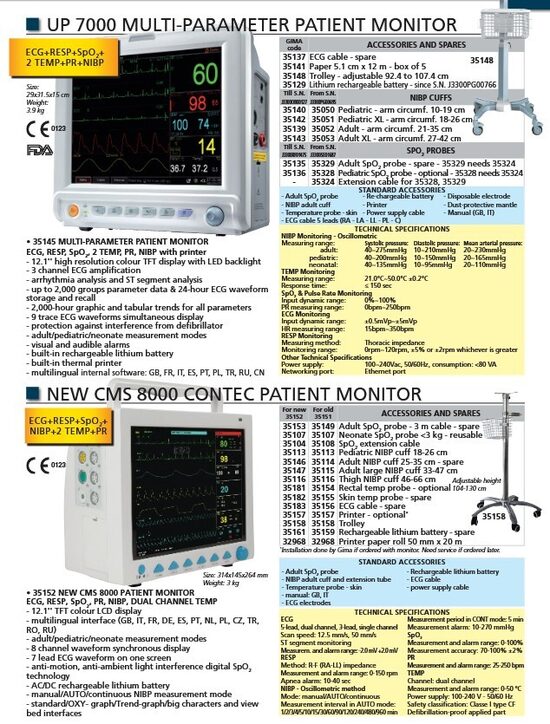UP 7000 MULTI-PARAMETER PATIENT MONITOR. NEW CMS 8000 CONTEC PATIENT MONITOR. Cenas un pieejamība pēc pieprasījuma