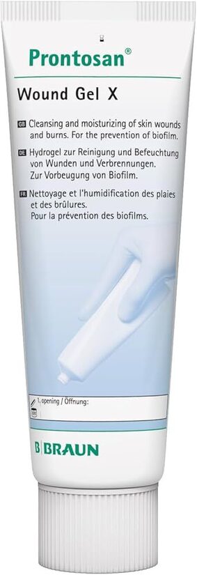 Brūču gels akūtu un hronisku ādas brūču un 1. un 2. pakāpes apdegumu tīrīšanai, mitrināšanai un dekontaminācijai. 50 g
