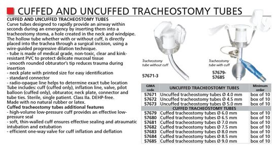 CUFFED AND UNCUFFED TRACHEOSTOMY TUBES. Cenas un pieejamība pēc pieprasījuma
