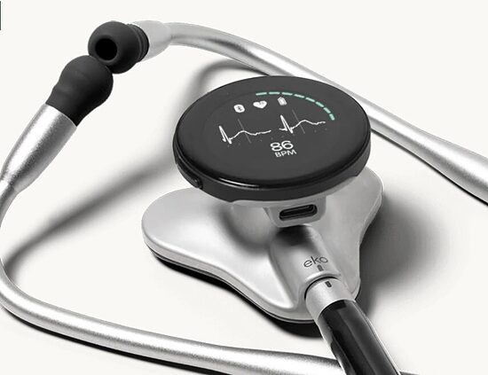 EKO CORE 500™ digitālais stetoskops ar integrētu 3 novadījumu EKG. Tips: Medicīnas ierīce Klase: II A