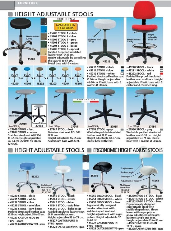 HEIGHT ADJUSTABLE STOOLS. ERGONOMIC HEIGHT ADJUSTABLE STOOLS. Cenas un pieejamība pēc pieprasījuma
