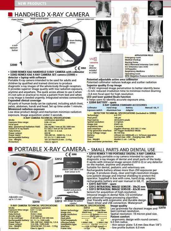HANDHELD X-RAY CAMERA. PORTABLE X-RAY CAMERA - SMALL PARTS AND DENTAL USE. Cenas un pieejamība pēc pieprasījuma