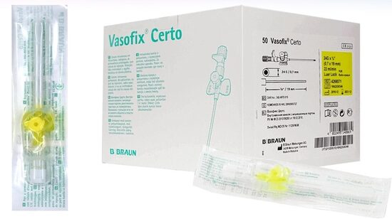 Perifēro vēnu katetrs Braun Medical VASOFIX CERTO, 24G (0.7 X 19mm), sterils, 1 gab.