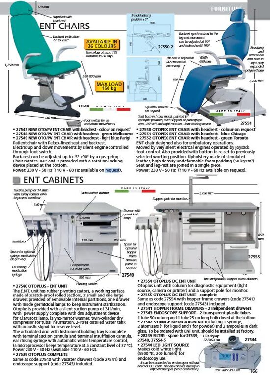 ENT CHAIRS. ENT CABINETS. Cenas un pieejamība pēc pieprasījuma