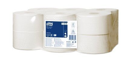 *Tualetes papīrs ruļļos TORK MINI JUMBO UNIVERSAL T2, kārtas: 2, 150m, 12 gab. 110298