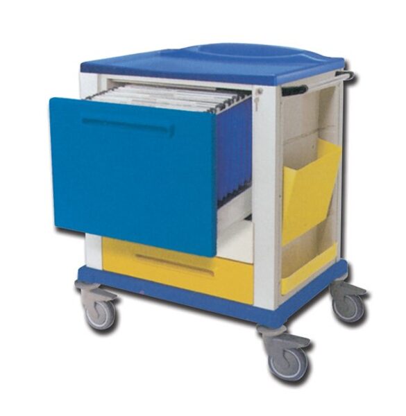 Dokumentācijas ratiņi. Paredzēti klīnisko ziņojumu glabāšanai A3/A4 formātā vai noteiktā formātā. Izmērs: 820x640xh 1000 mm. Ražoti Itālijā