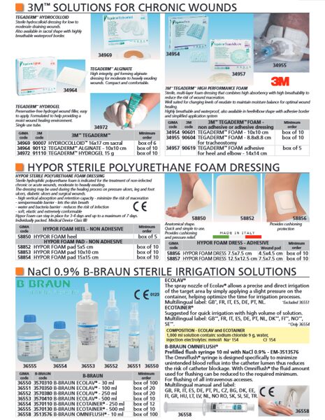 3M™ SOLUTIONS FOR CHRONIC WOUNDS, HYPOR STERILE POLYURETHANE FOAM DRESSING, NaCl 0.9% STERILE IRRIGATION SOLUTIONS. Cenas un pieejamība pēc pieprasījuma