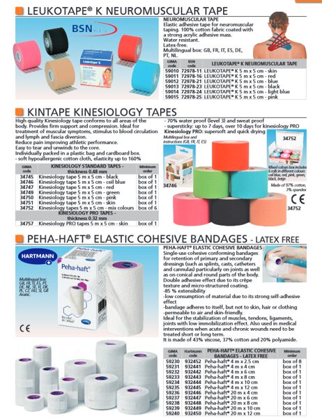 LEUKOTAPE® K NEUROMUSCULAR TAPE, KINTAPE KINESIOLOGY TAPES, PEHA-HAFT® ELASTIC COHESIVE BANDAGES - LATEX FREE. Cenas un pieejamība pēc pieprasījuma 