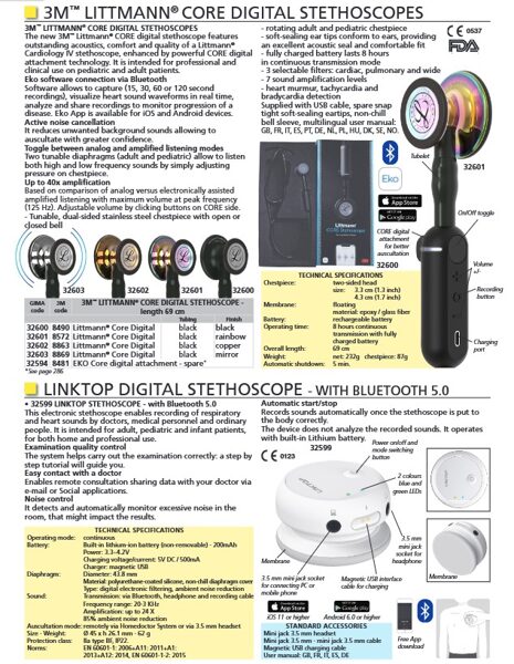 3M™ LITTMANN® CORE DIGITAL STETHOSCOPES. LINKTOP DIGITAL STETHOSCOPE - WITH BLUETOOTH 5.0. Cenas un pieejamība pēc pieprasījuma