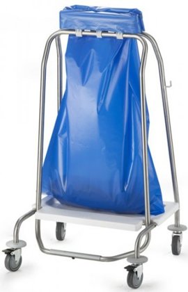 Hromēts atkritumu maisa turētājs bez vāka, 120 litri, aprīkots ar riteņiem