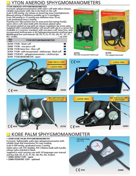 YTON ANEROID SPHYGMOMANOMETERS. KOBE PALM SPHYGMOMANOMETER. Cenas un pieejamība pēc pieprasījuma