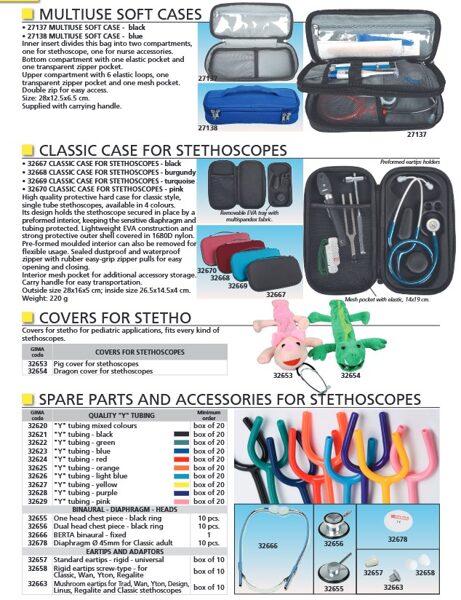 MULTIUSE SOFT CASES. CLASSIC CASE FOR STETHOSCOPES. COVERS FOR STETHO. SPARE PARTS AND ACCESSORIES FOR STETHOSCOPES. Cenas un pieejamība pēc pieprasījuma