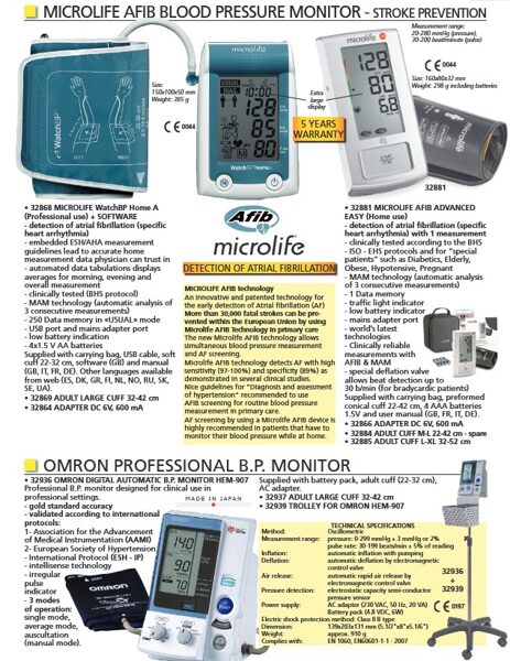 MICROLIFE AFIB BLOOD PRESSURE MONITOR - STROKE PREVENTION. OMRON PROFESSIONAL B.P. MONITOR. Cenas un pieejamība pēc pieprasījuma