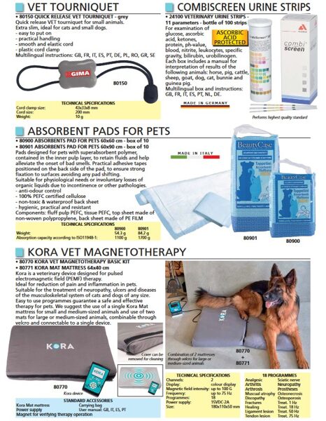 VET TOURNIQUET, URINE STRIPS, ABSORBENT PADS FOR PETS, VET MAGNETOTHERAPY