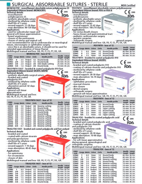 SURGICAL ABSORBABLE SUTURES - STERILE. Cenas un pieejamība pēc pieprasījuma