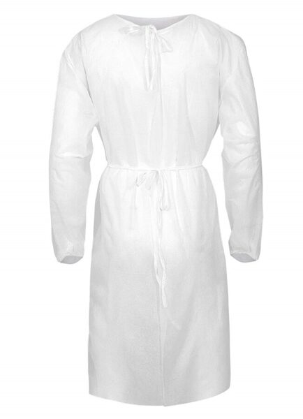 *Vienreizējās lietošanas/ vienreizlietojams polipropilēna halāts, balts, universāls izmērs, sasienams aizmugurē, blīvums: 40 g/m², 1 gab.