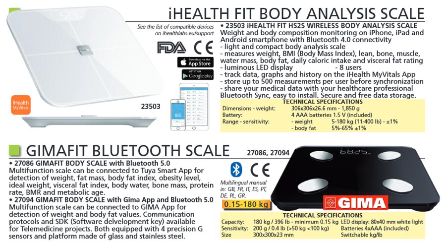 iHEALTH FIT BODY ANALYSIS SCALE, GIMAFIT BLUETOOTH SCALE. Cenas un pieejamība pēc pieprasījuma