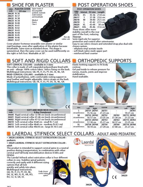 SHOE FOR PLASTER, POST OPERATION SHOES, SOFT AND RIGID COLLARS, ORTHOPEDIC SUPPORTS, LAERDAL STIFNECK SELECT COLLARS - ADULT AND PEDIATRIC. Cenas un pieejamība pēc pieprasījuma 