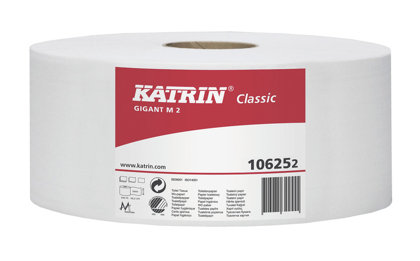 Tualetes papīrs ruļļos/industriālais papīrs KATRIN Classic Gigant M 2, 2-slāņu, 340 m, balts, perforēts, 6 gab. 106252