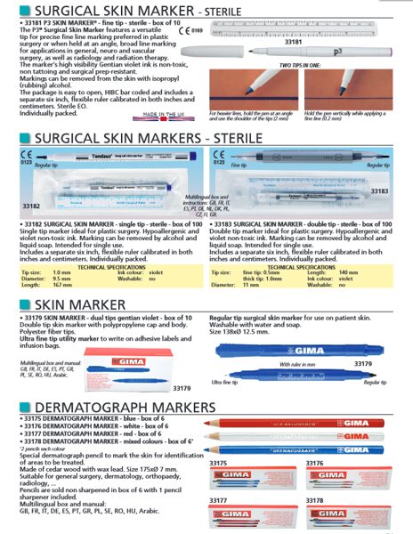 SURGICAL SKIN MARKER - STERILE, SURGICAL SKIN MARKERS - STERILE, SKIN MARKER, DERMATOGRAPH MARKERS. Cenas un pieejamība pēc pieprasījuma