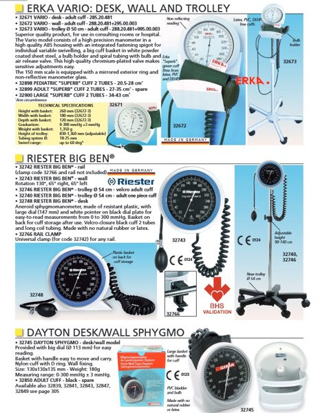 ERKA VARIO: DESK, WALL AND TROLLEY. RIESTER BIG BEN®. DAYTON DESK/WALL SPHYGMO. Cenas un pieejamība pēc pieprasījuma