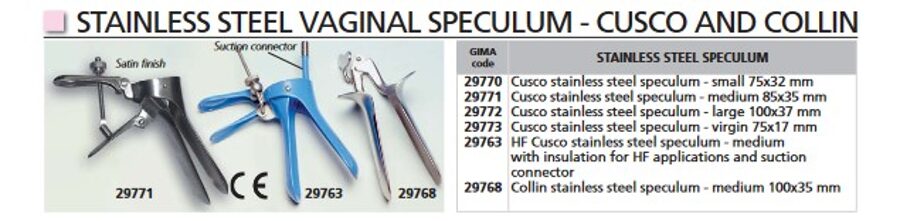 STAINLESS STEEL VAGINAL SPECULUM - CUSCO AND COLLIN
