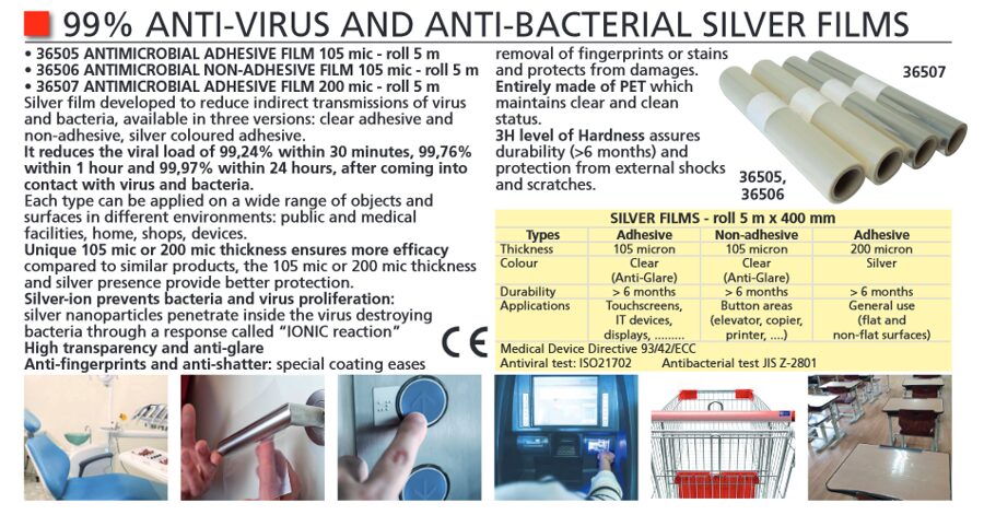 99% ANTI-VIRUS AND ANTI-BACTERIAL SILVER FILMS. Cenas un pieejamība pēc pieprasījuma