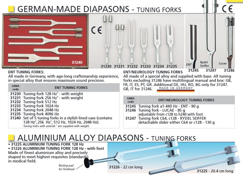 GERMAN-MADE DIAPASONS - TUNING FORKS, ALUMINIUM ALLOY DIAPASONS - TUNING FORKS. Cenas un pieejamība pēc pieprasījuma