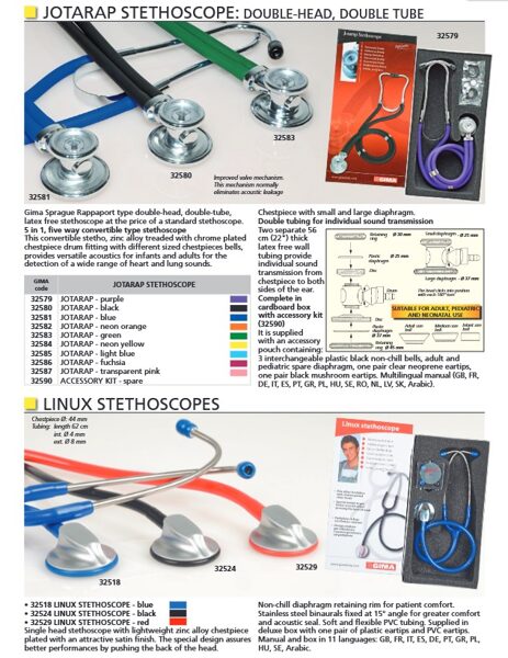 JOTARAP STETHOSCOPE: DOUBLE-HEAD, DOUBLE TUBE. LINUX STETHOSCOPES. Cenas un pieejamība pēc pieprasījuma