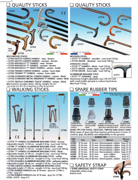 QUALITY STICKS, WALKING STICKS, SPARE RUBBER TIPS, SAFETY STRAP. Cenas un pieejamība pēc pieprasījuma