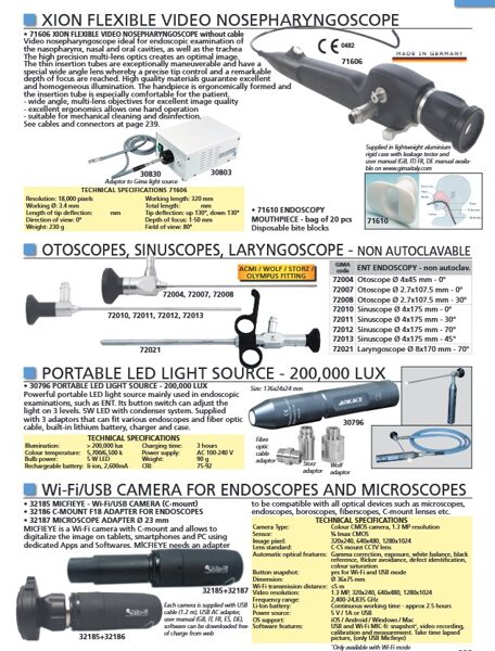 XION FLEXIBLE VIDEO NOSEPHARYNGOSCOPE. OTOSCOPES, SINUSCOPES, LARYNGOSCOPE - NON AUTOCLAVABLE. PORTABLE LED LIGHT SOURCE - 200,000 LUX. Wi-Fi/USB CAMERA FOR ENDOSCOPES AND MICROSCOPES. Cenas un pieejamība pēc pieprasījuma