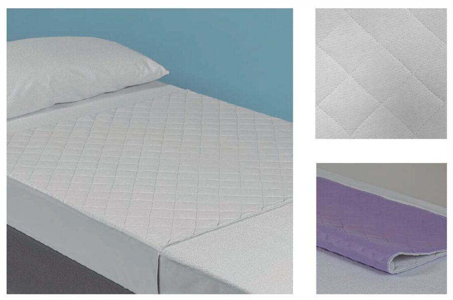 Atkārtoti lietojams šķidrumu necaurlaidīgs pārklājs ar saliekamām malām zem matrača, no medicīniska auduma. Izmērs: 90x85cm. Absorbcijas līmenis: 2,5 litri / 1 m2