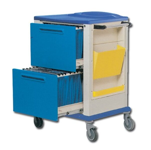 Dokumentācijas ratiņi. Paredzēti klīnisko ziņojumu glabāšanai A3/A4 formātā vai noteiktā formātā. Izmērs: 820x640xh 1150 mm. Ražoti Itālijā