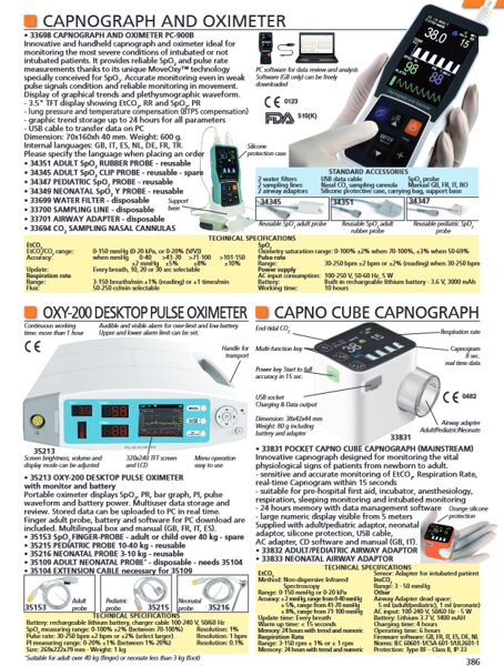 CAPNOGRAPH AND OXIMETER, OXY-200 DESKTOP PULSE OXIMETER, CAPNO CUBE CAPNOGRAPH. Cenas un pieejamība pēc pieprasījuma