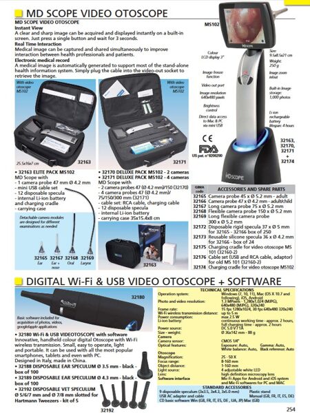 MD SCOPE VIDEO OTOSCOPE, DIGITAL Wi-Fi & USB VIDEO OTOSCOPE + SOFTWARE