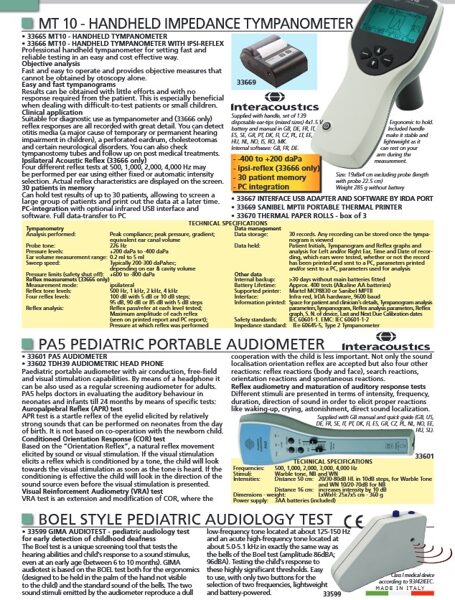 MT 10 - HANDHELD IMPEDANCE TYMPANOMETER. PA5 PEDIATRIC PORTABLE AUDIOMETER. BOEL STYLE PEDIATRIC AUDIOLOGY TEST. Cenas un pieejamība pēc pieprasījuma