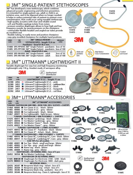 3M™ SINGLE-PATIENT STETHOSCOPES. 3M™ LITTMANN® LIGHTWEIGHT II. 3M™ LITTMANN® ACCESSORIES. Cenas un pieejamība pēc pieprasījuma