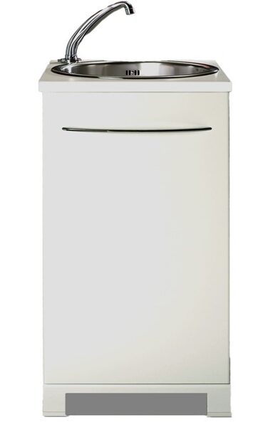 Izlietne ar apaļu bļodu no nerūsējošā tērauda - iebūvēta skapītī. Nav jāpieslēdz ūdensvadam. Aprīkota ar 2x20 litru tvertnēm ūdens padevei un notecināšanai. Izmēri: 47x54xh 86 cm. Ražotājvalsts: Itālija