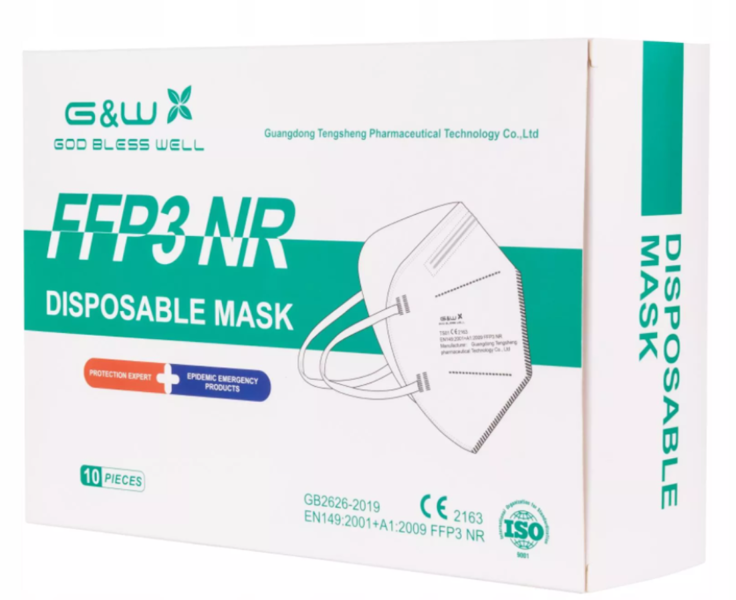 NOLIKTAVĀ! *Augstas kvalitātes sertificēts respirators/sejas maska G&W GOD BLESS WELL FFP3. Modelis:TS01