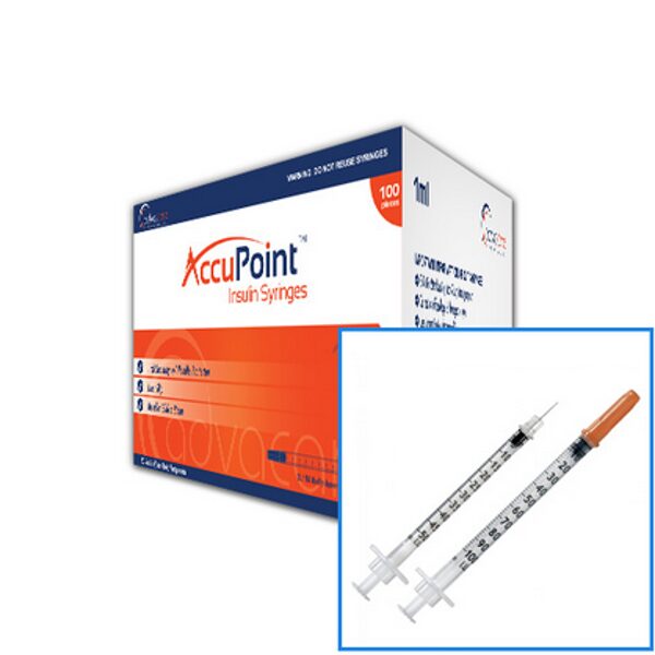 Šļirce insulīna AccuPoint™, 0,5ml ar integrētu adatu 29G, (0.33x13 mm) / Insulin syringes